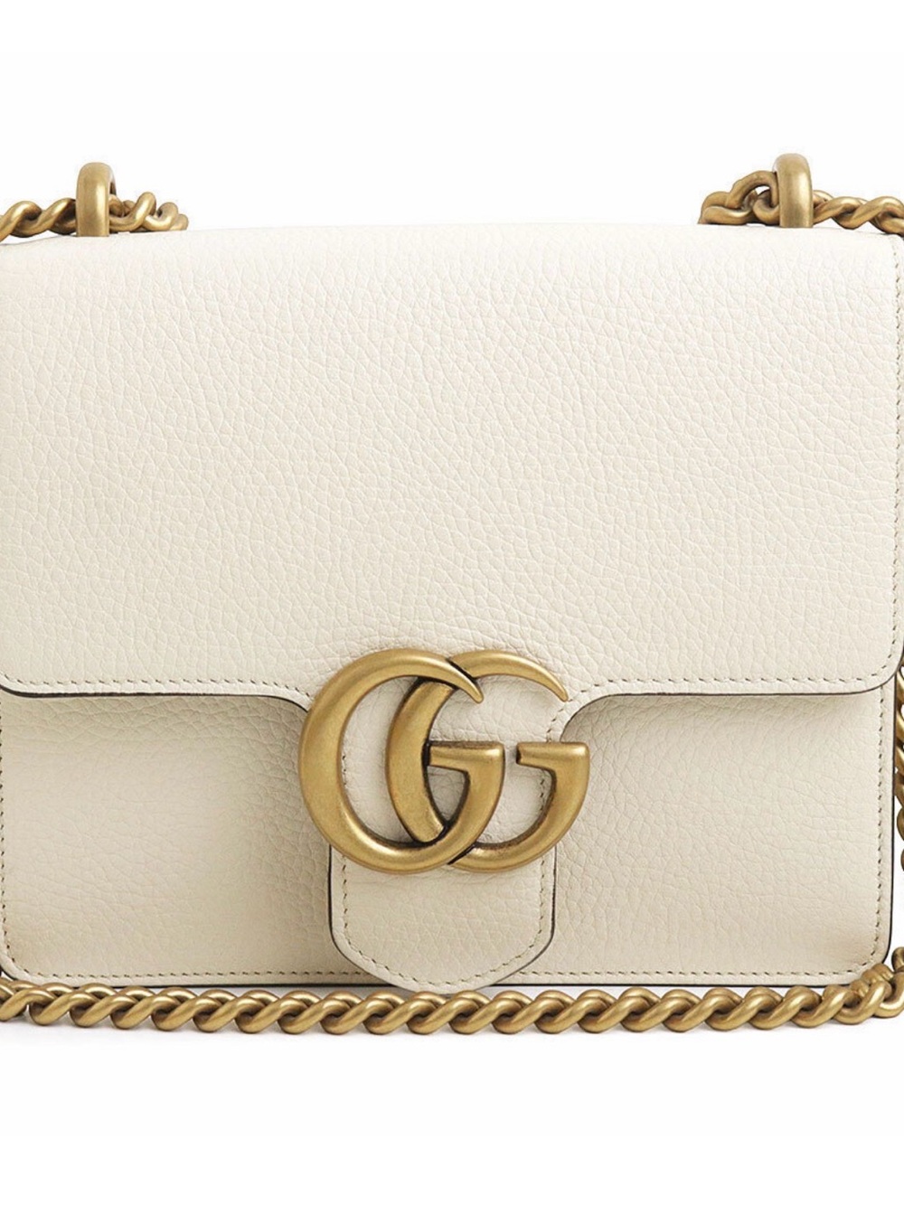 Gucci White Matelassé Leather Crossbody with Gold GG Hardware